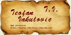 Teofan Vakulović vizit kartica